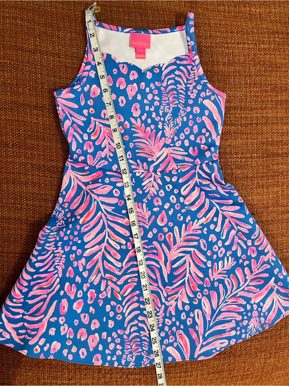 Lilly Pulitzer Girls Breelyn Blue and Pink Twirl Scallop top Dress Size 8 - Picture 5 of 10
